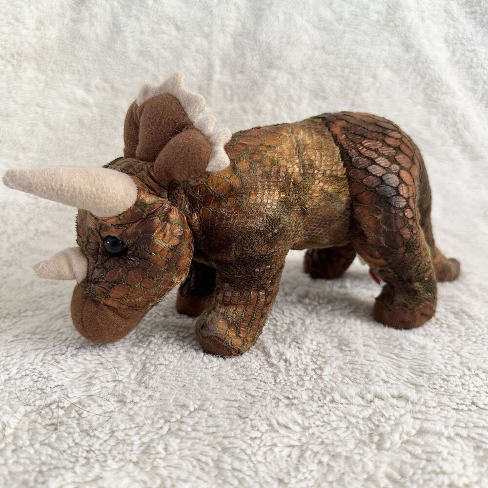 Douglas Cuddle Toys Brown Triceratops Dinosaur 9" Plush Toy Stuffed Animal